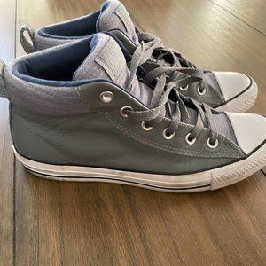 Grey Converse leather High-Top sneakers